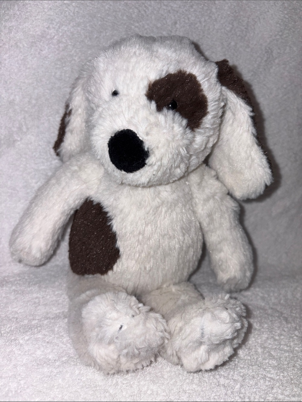 Pottery Barn Kids cream and Brown Spot Puppy Plush 2013